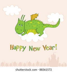New Year's greeting card with cute dragon