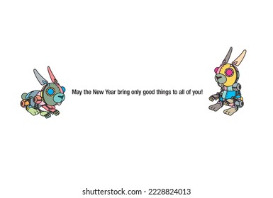 New Year's greeting card material for the year of the rabbit, using an illustration of a rabbit robot.