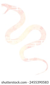 New Year's greeting card material for the year of the snake 2025, floral silhouette of a snake with fangs, Vector Illustration