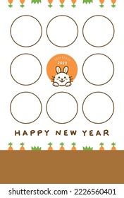 New years greeting card of Rabbit in 2023