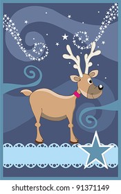 New Year's greeting card with reindeer