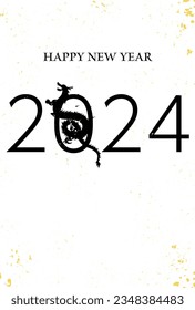 New Year's greeting card for the year of the dragon 2024, dragon (serpent) silhouette, New Year postcard material, Vector Illustration