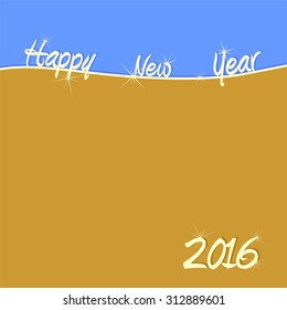 New Year's greeting on a gold background with the year 2016 and on a blue background with the words Happy New Year with shadow