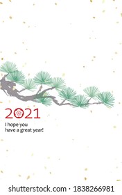 New Year's greeting postcard depicting a pine tree that is often displayed on New Year's Day in Japan