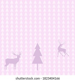 New Year's greetings, elegant, light pink geometric ornament, spruce branch - vector. Christmas.