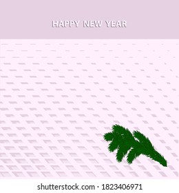 New Year's greetings, elegant, light pink geometric ornament, spruce branch - vector. Christmas.