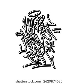 New Year's greetings in the form of graffiti style