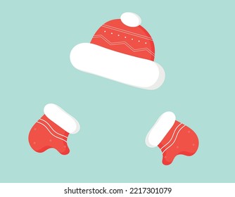 New Year's hat and mittens. Vector illustration