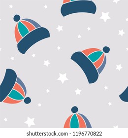 new year's hat. seamless children's pattern with hats isolated on background with stars