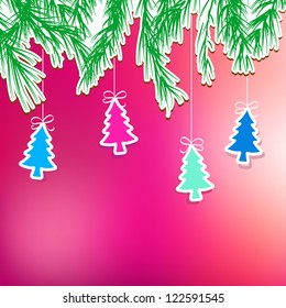 New Year's holiday background with hanging tree. + EPS8 vector file