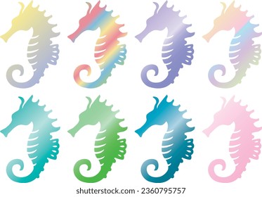 New year's icon set of the sea horse of the Year of the Dragon.  Chinese zodiac animal.