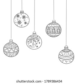 New Year's illustration. Christmas balls. Sketch.
