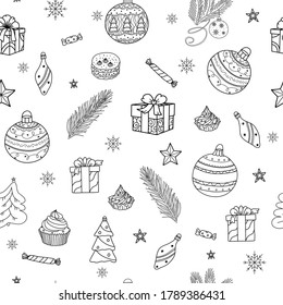 New Year's illustration. Christmas drawings. Sketch.