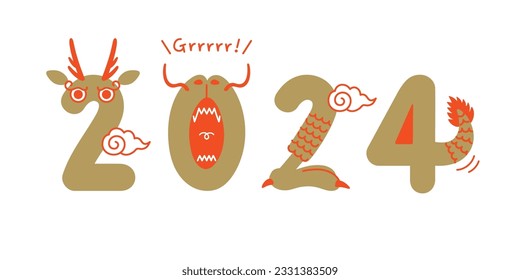 New Years Illustration of the Dragon in 2024