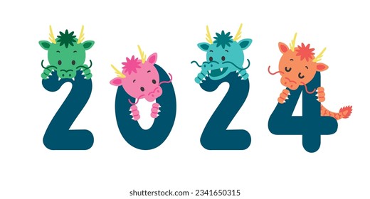 New Years Illustration of the Dragon in 2024