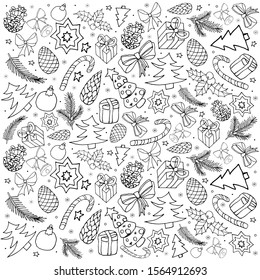 New year's illustration. Vector. Print, background for Souvenirs, gifts, posts, textiles, printing.
