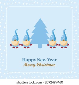 New Year's illustrations, postcards, patterns, New Year's set, elements. for new year and Christmas. A car with Christmas trees, a New Year's cat, a gnome, a can of snow, mittens, warm tea, a cup.