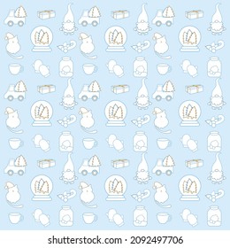 New Year's illustrations, postcards, patterns, New Year's set, elements. for new year and Christmas. A car with Christmas trees, a New Year's cat, a gnome, a can of snow, mittens, warm tea, a cup.