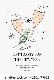 New Year's Invitation Template in Vector. Holiday Party Invitation in Vector. New Year's Invitation Card. Christmas Card Invitation