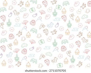 Patrón de artículo del año Nuevo. Ilustración japonesa de Imagen del año Nuevo.