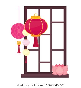 New Year's Lantern At Window