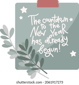 New Year's lettering for postcards with decoration elements. Vector illustration