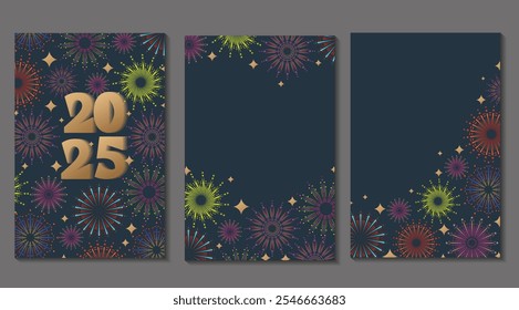 Fondo animado del año Nuevo que brilla con fuegos artificiales
