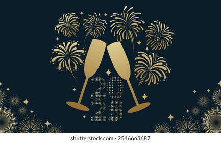 Ano Novo fundo animado cintilante com fogos de artifício