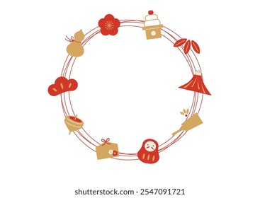 New Year's lucky circle frame