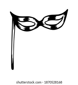 New Year's mask on an isolated white background. Christmas element in hand draw style. Vector illustration.