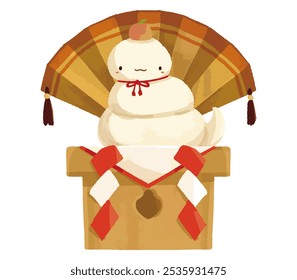 New Year's material for 2025 with a snake as a Kagami mochi