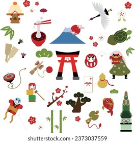 New Year's material illustration set