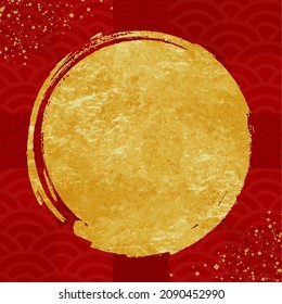 Matériau de Nouvel An matériau d'arrière-plan de style japonais Beau design avec danses à la feuille d'or Cercle tactile à la brosse