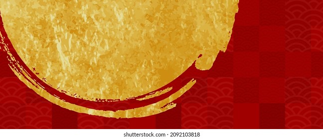 New Year's material Japanese-style background material Beautiful design with gold leaf dancing Brush touch circle