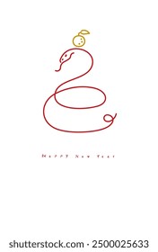 New Year's material: Simple and stylish New Year's card material featuring a snake and a kagami mochi (Year of the Snake)