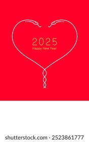 New Year's material: Simple and stylish New Year's card material with snake and heart (Year of the Snake)