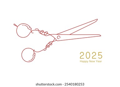 New Year's material: Simple and stylish New Year's card material with a snake in scissors (for the Year of the Snake, hair salons)