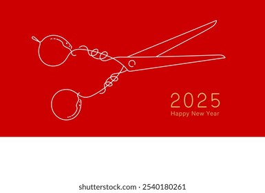 New Year's material: Simple and stylish New Year's card material with a snake in scissors (for the Year of the Snake, hair salons)