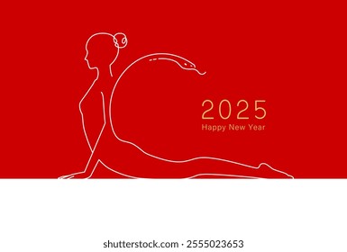 New Year's Material: Simple and stylish New Year's card material with yoga and snake (cobra pose)