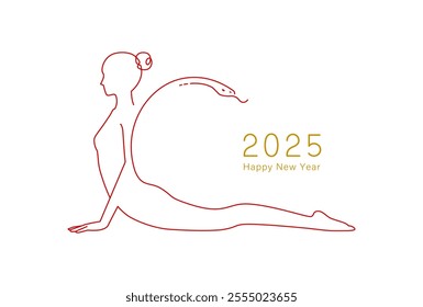 New Year's Material: Simple and stylish New Year's card material with yoga and snake (cobra pose)