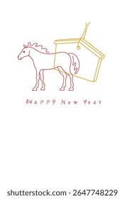 New Year's material: Simple and stylish New Year's card material with a horse that looks like it came out of a votive tablet (Year of the Horse)