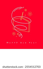 New Year's materials: Simple and stylish New Year's card material with votive plaque and snake (Year of the Snake)