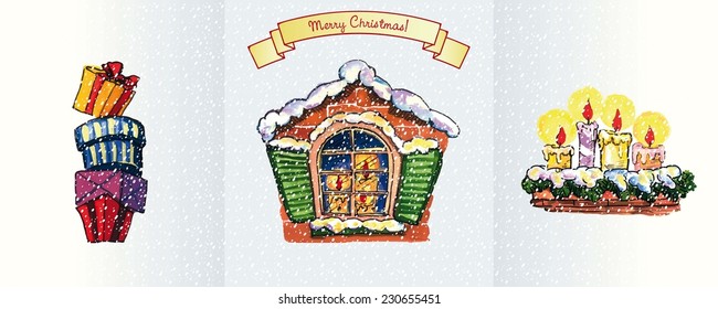 New Year's and Merry Christmas card handmade
