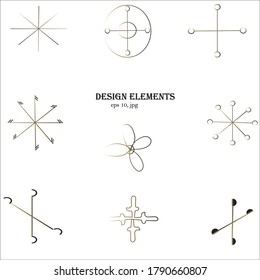 New Year's mystical snowflakes.Golden color. Design element made from shapes.2024 New Year.Vector illustration.