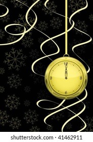 New Year's night, gold clock