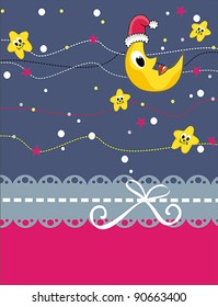 New Year's night with the stars and moon smiling