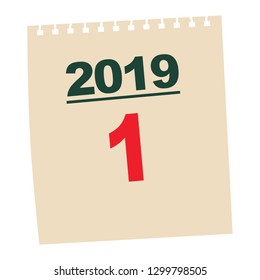 new year's notepad isolated on white background. Vector Illustration. 
