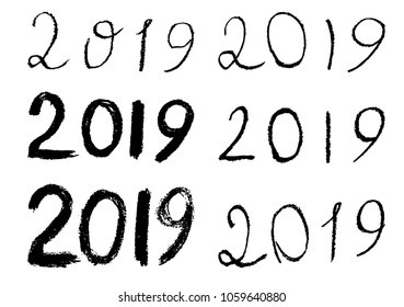 New Year's numbers black hand draw set
