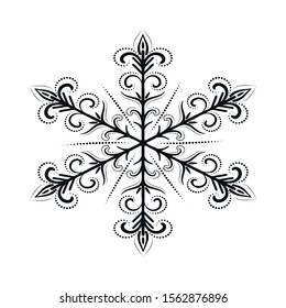 
New Year's openwork snowflakes. On a white background, contour, decorative snowflakes. Decor element. Vector illustration.
