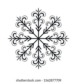 
New Year's openwork snowflakes. On a white background, contour, decorative snowflakes. Decor element. Vector illustration.